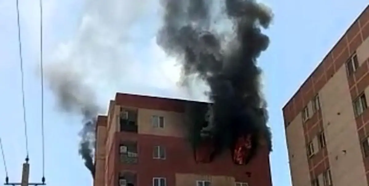 آتش‌سوزی در یک ساختمان 7 طبقه در پرند