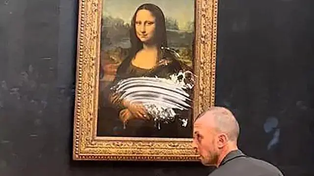 ببینید| حمله سوپی به نقاشی مونالیزا در موزه لوور پاریس!