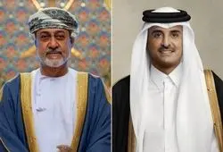 گفت‌وگوی امیر قطر و سلطان عمان درباره تلاش‌های دیپلماتیک برای کاهش تنش‌ها در منطقه